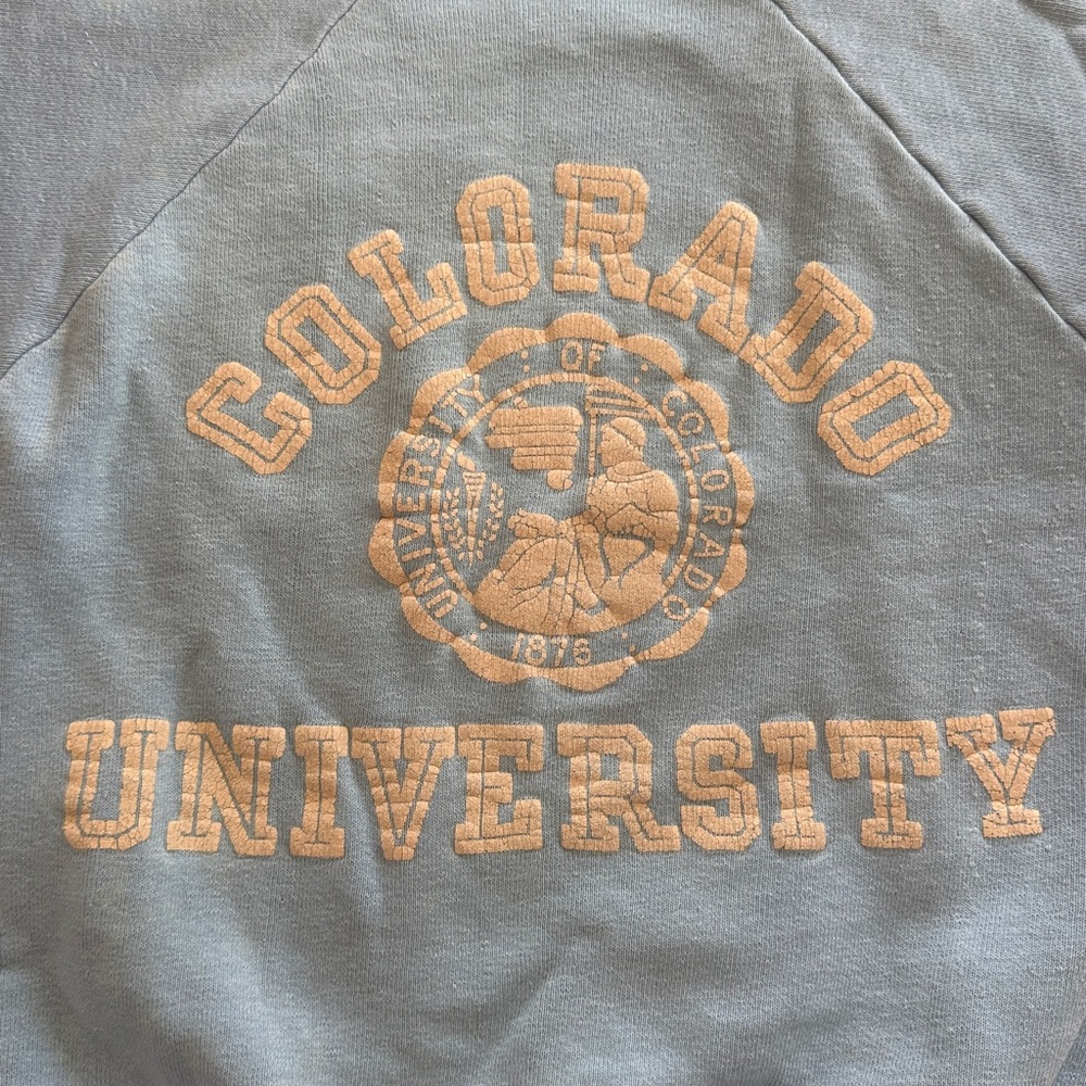 Vintage Blue Colorado University Short Sleeve Sweatshirt - Picture 3 of 6